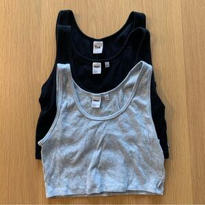 TNA Black and Gray Crop Tanks